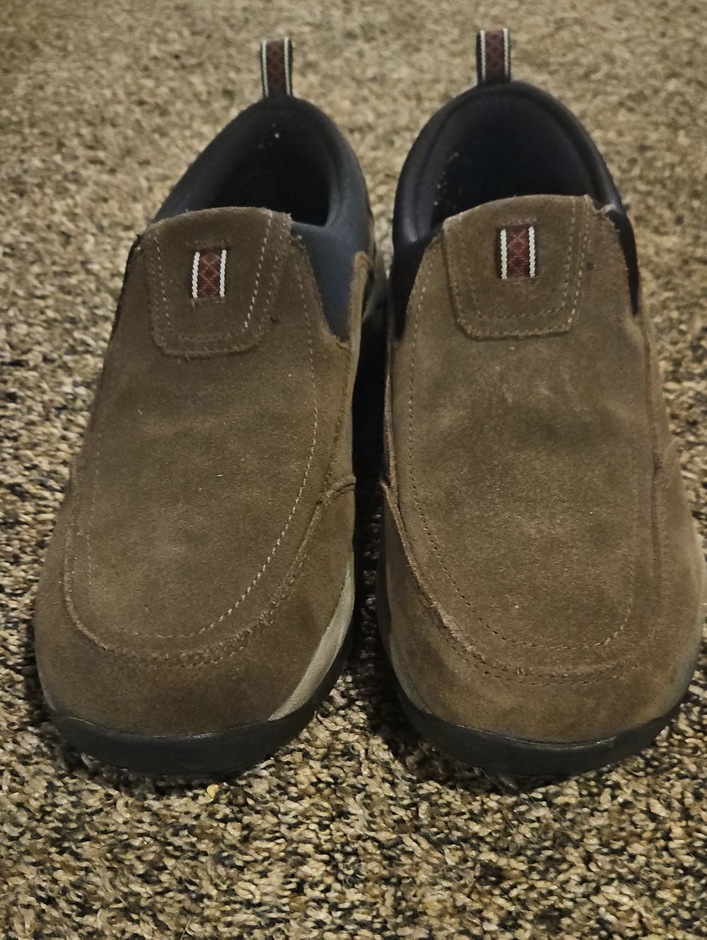 St. John's Bay Brown Suede Slip-On Loafers with Dark Trim